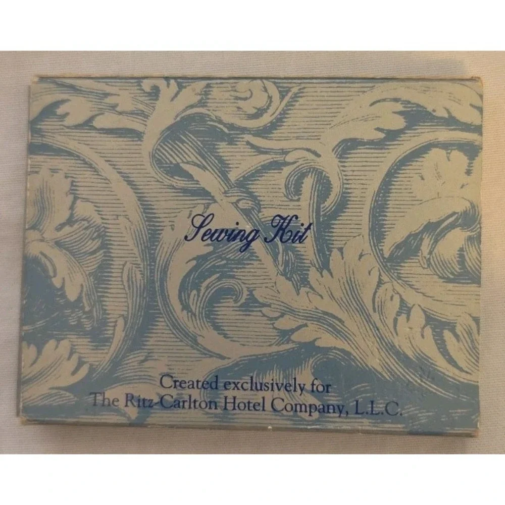 The Ritz-Carlton Hotel Vintage Sewing Kit Vintage Blue Color With Cover Used